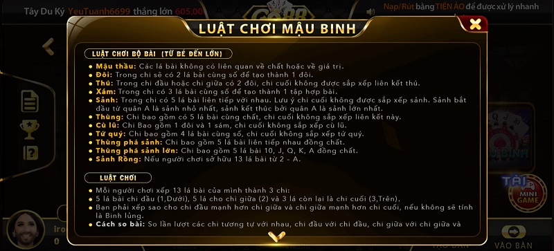 luật chơi bài Mậu Binh