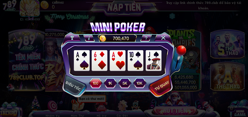 Game bài 789Club Mini Poker - Chơi nhanh, thắng lớn, hoàn vốn trong tích tắc